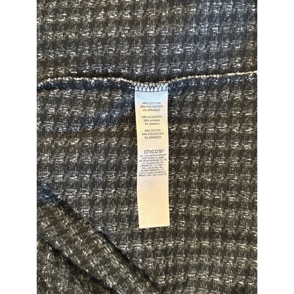 014 Chico's Houndstooth Shoulder Zipper 3/4 Sleeve Collar Pullover Sz 1 (M) Top - Picture 5 of 8